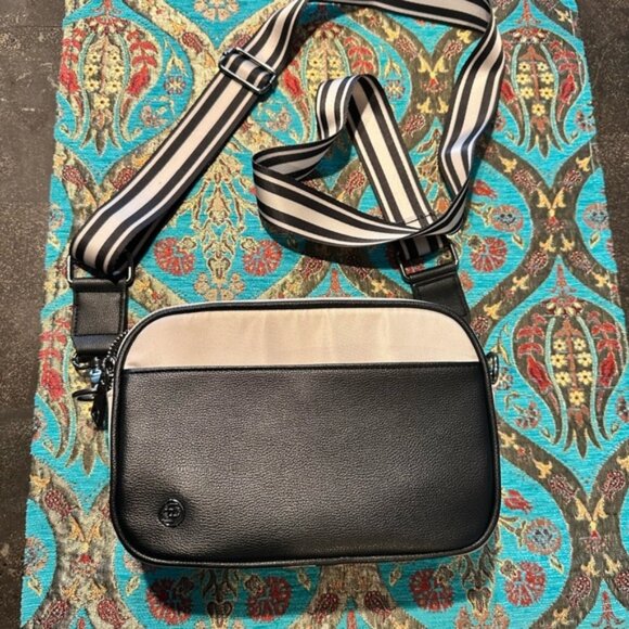 Stylish Black and Cream Leather & Neoprene Ladies Crossbody Bag - Picture 1 of 5